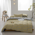 Axyaa Washed Cotton Grid Duvet Cover, Single Size 150*200cm Queen