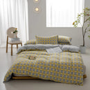 Axyaa Washed Cotton Grid Duvet Cover, Single Size 150*200cm Queen