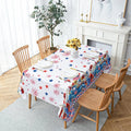 Axyaa Waterproof Rectangular Tablecloth for Coffee Table - Independence Day Flower Print