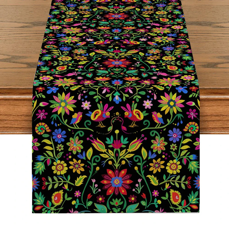 Axyaa Floral Bird Table Runner for Home Dining Décor