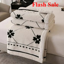 Axyaa European Cotton Fleece Blanket - Double-Layer Jacquard Sofa Blanket for All Seasons