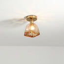 Axyaa Modern Amber Glass LED Ceiling Lights with Copper Socket for Home Decoration