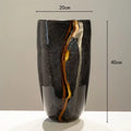 Axyaa Black Crack Glass Flower Vase - Modern Terrarium Room Floral Arrangement