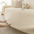 Axyaa Boho Jacquard Sofa Cover Thick Fleece Armchair Protector Vintage Style Blanket