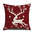 Axyaa Christmas Linen Print Throw Pillow Cover for Home Sofa, Living Room and Bedroom