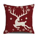 Axyaa Christmas Linen Print Throw Pillow Cover for Home Sofa, Living Room and Bedroom