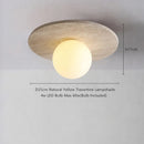Axyaa Yellow Travertine LED Ceiling Light: Wabi Sabi Home Decor Fixture