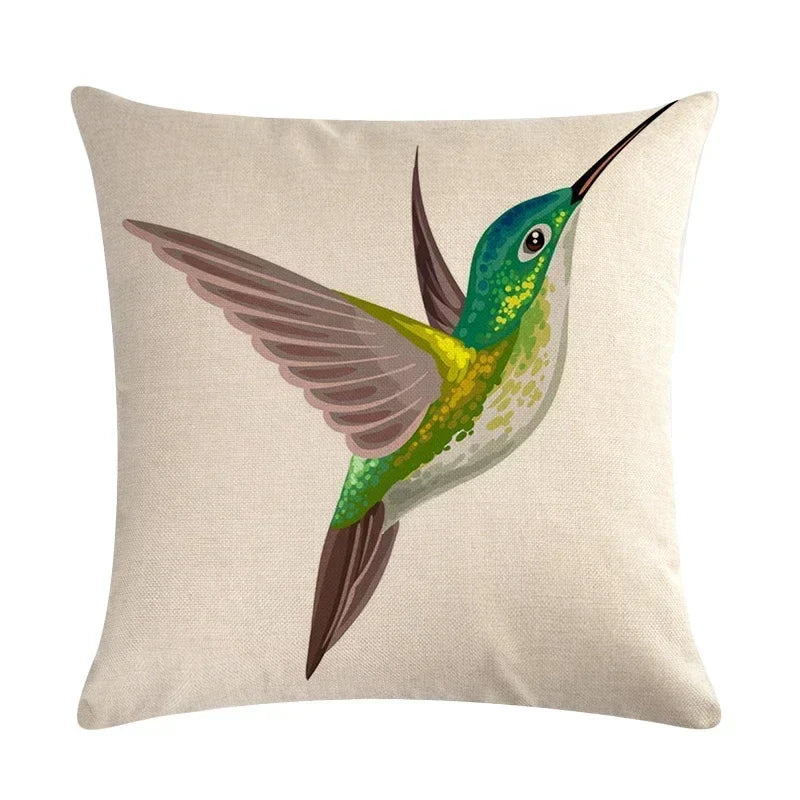 Axyaa Palm Bird Linen Cushion Cover - 45x45cm