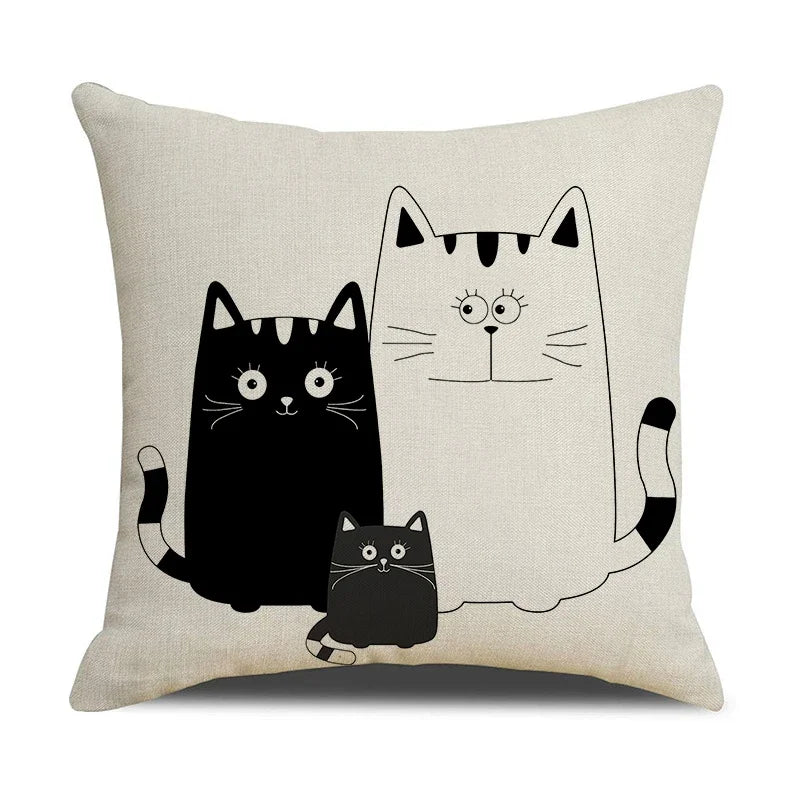 Axyaa Cat Print Cushion Cover for Stylish Home Decor and Comfort