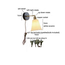 Axyaa Black Round Wood LED Wall Lamp With Switch - Bedroom Living Room Bathroom Stair Light