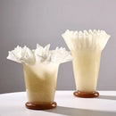 Axyaa Large Glass Vase with Lotus Leaf Edge for Home Decoration