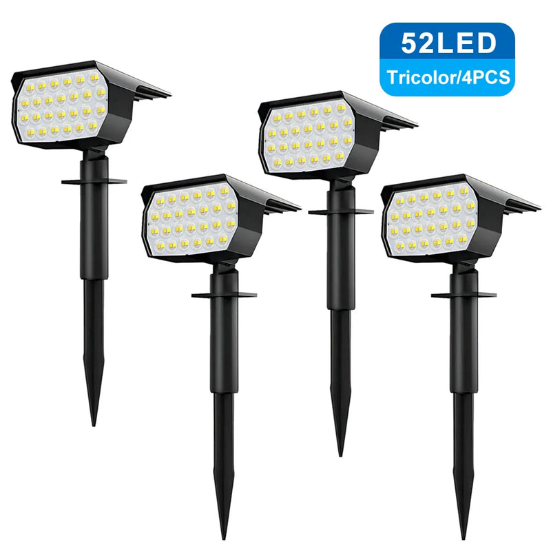 Axyaa Solar Landscape Light: 50LED Waterproof Spotlight with 3 Color Modes