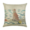 Axyaa Dog Linen Cushion Cover 45*45cm - Home Sofa Decor Pillowcase