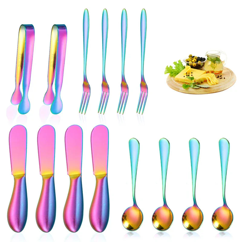 Axyaa 14-Piece Stainless Steel Kitchen Utensils Set and Tableware