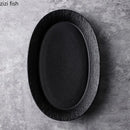 Axya Rock Texture Ceramic Fish Plate Salad Pasta Sushi Restaurant Tableware