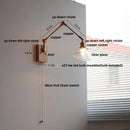 Axyaa Copper LED Swing Arm Wall Light Fixture Nodic Walnut Design