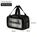 Axyaa Travel Toiletry Storage Bag: Portable Makeup Organizer for Dry/Wet Cosmetics.