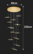 Axyaa Crystal Chandelier Stair Pendant Living Room Interior Lighting