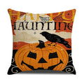 Axyaa Halloween Linen Pillowcase in Black Orange for Horror Atmosphere