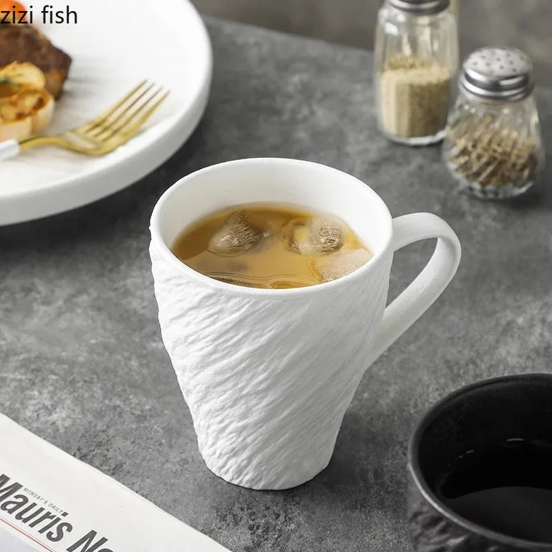 Axya Rock Texture Ceramic Mug - Solid Color Breakfast Cup, Tea Cup, Juice Cup