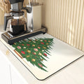 Axyaa Christmas Tree Printed Kitchen Drying Mat