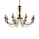 Axyaa Retro Black Metal Candle Chandelier Pendant Lights for Living Room and Bedroom