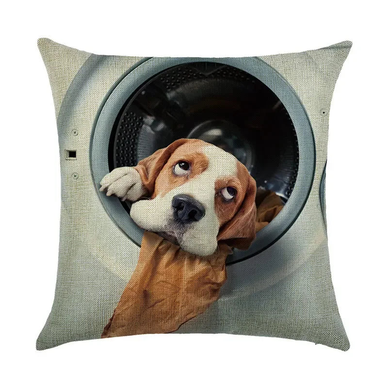 Cute Dog Watercolor Linen Cushion Cover 45*45cm - Axyaa
