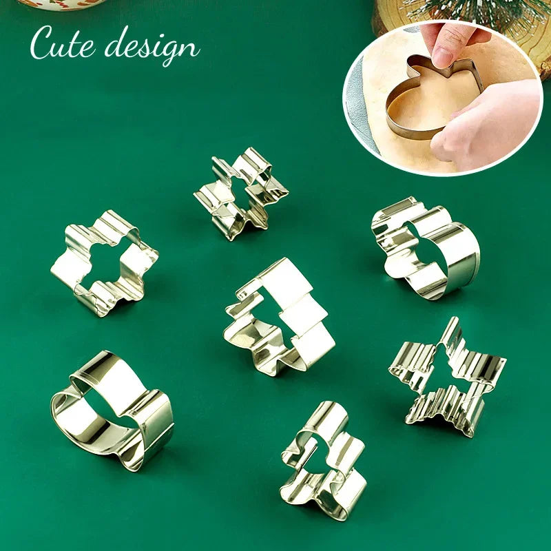 Axyaa Christmas Cookie Cutter Set - Stainless Steel Xmas Themed Biscuit Cutters
