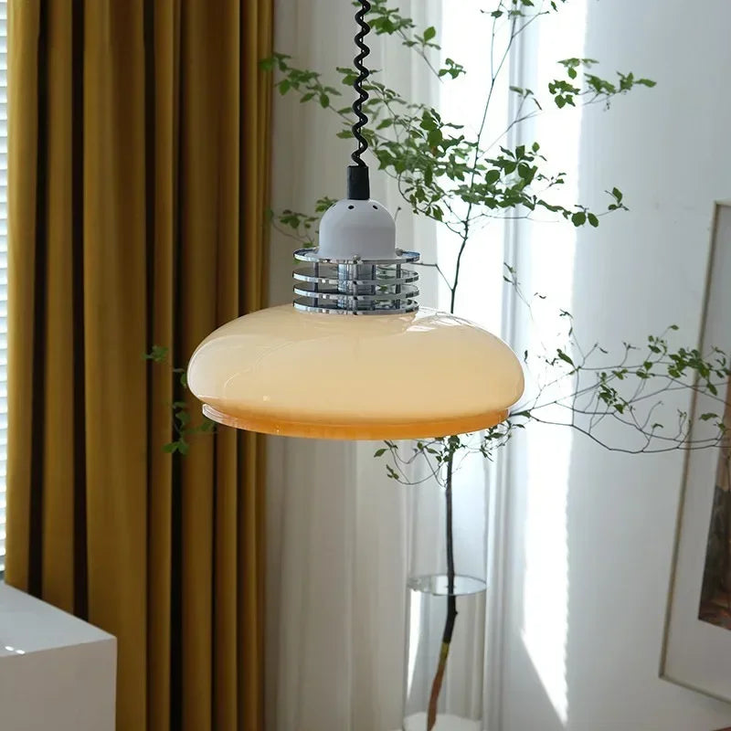 Axyaa Round Glass LED Chandelier for Bedroom, Restaurant, and Bar Counter