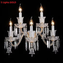 Axyaa Gold/Silver Crystal Wall Lamp, Traditional French Candle Design, LED Lights for Bedside & Aisle