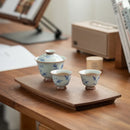 Axyaa Wooden Tray Set: Japanese Tea Cup & Solid Wood Coffee Snack Tray