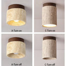 Axyaa Travertine Ceiling Lamp: Modern Stone Flush Mount Indoor Lighting for Bedroom, Hallway, Staircase