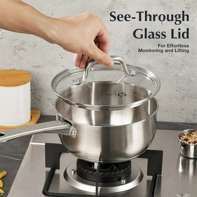 Axyaa Stainless Steel Sauce Pot Set with Lid - Induction Compatible