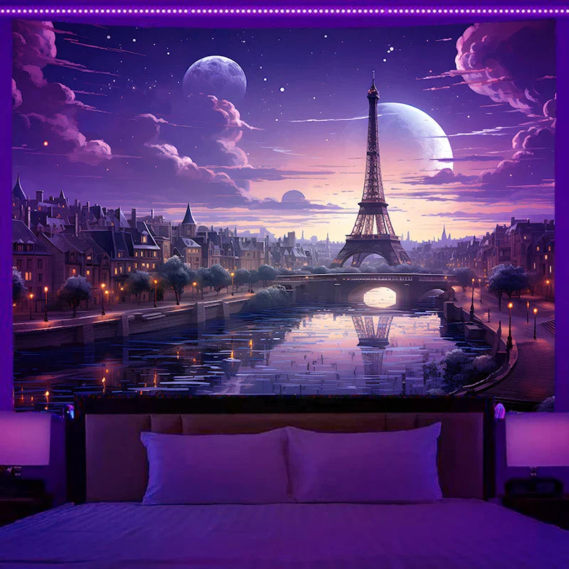 Axyaa Starry Sky Planet City Tapestry Room Decoration
