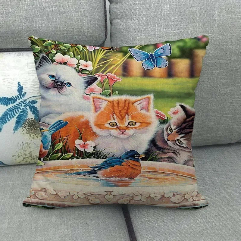 Axyaa Cat Garden Relax Pillowcase