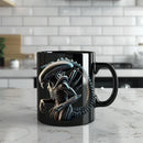 Axyaa Alien Pattern Ceramic Mug - Sci-Fi Design, 325ml - Microwave Safe