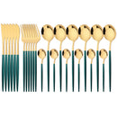 Axyaa Gold Stainless Steel Dinnerware Set for Elegant Table Setting