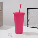 Axyaa 710ml Macaron Plastic Straw Cup - Large Capacity, Reusable, Ideal for Parties & Coffee