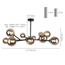 Axyaa Gray Glass Sputnik Chandelier: Height Adjustable, G9 Bulb, Home Ceiling Fixture