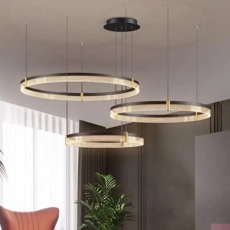 Black Acrylic LED Pendant Light for Home Decor by Axyaa