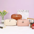 Axyaa Elegant PU Leather Cosmetic Bag: Travel Toiletry Organizer & Makeup Tote