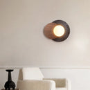 Axyaa Luxury LED Wall Light Black Travertine Glass Wood Japan Style Bedside Lamp