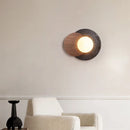 Axyaa Japan Style LED Wall Light Black Travertine White Glass Wood Bedside Lamp