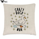 Axyaa Crazy Duck Man Linen Cushion Cover - Fun Animal Pet Design