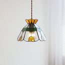 Axyaa Japanese Style Glass Shade LED Pendant Light for Living Room and Dining Area