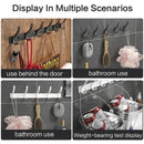 Axyaa Black White Folding Robe Hooks Towel Hanger Wall Rack for Bathroom & Kitchen