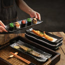 Axyaa Ceramic Sushi Sashimi Plate Set - Hotel Quality Saury Long Square