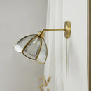 Axyaa Brass Glass Wall Lamp E27 Socket, Elegant Nordic Design, Pull Switch Option