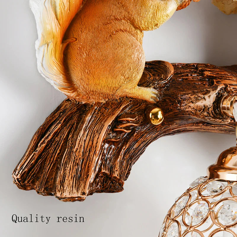 Axya Resin Squirrel LED Wall Lamp: Modern, Exquisite Decorative Art Light for Living Room