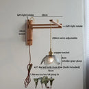 Axyaa Glass Flower LED Wall Lamp with Flexible Arm, Wood Modern Nordic Design